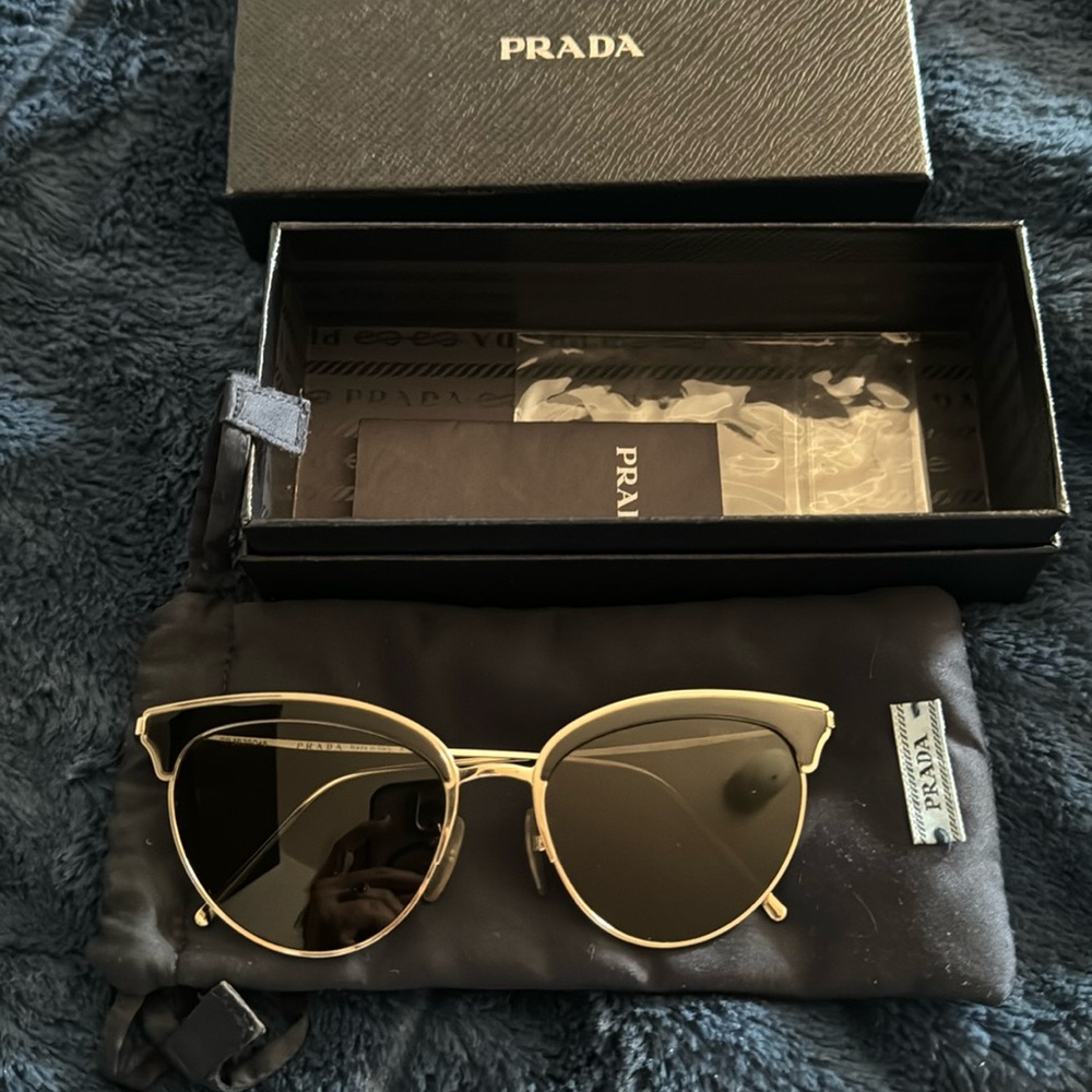 Prada Silver & Black SPR60V Cateye Sunglasses